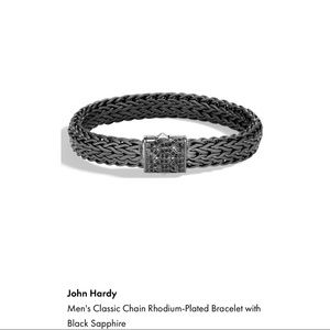 John Hardy Men’s Bracelet, Rhodium w Sapphires